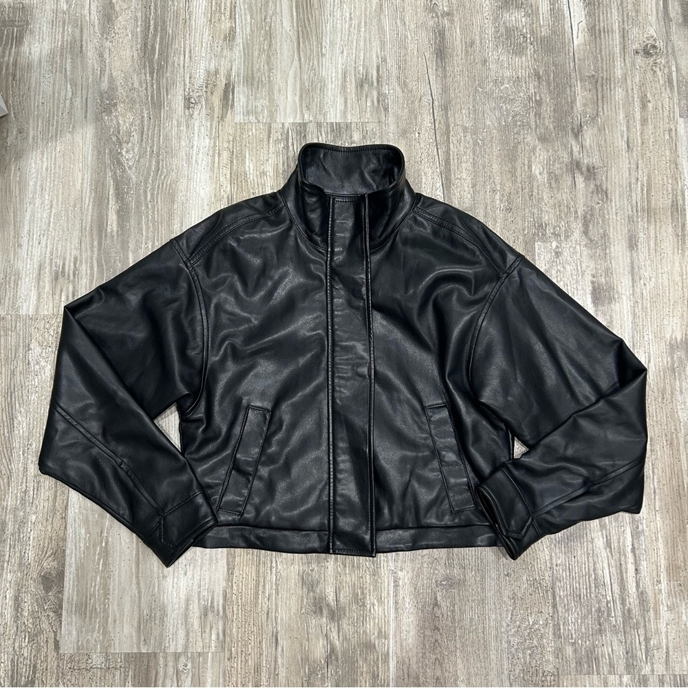 Abercrombie and Fitch Black Leather Bomber Jacket
